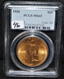 SCARCE 1924 SAINT GAUDENS GOLD COIN - PCGS MS65