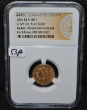 1911 $2 1/2 INDIAN GOLD COIN - NGC AU