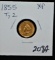 SCARCE  KEY DATE 1855 TYPE 2 $1 INDIAN GOLD COIN
