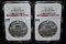 TWO 2006 1ST STRIKE $1 SILVER EAGLES NGC GEM UNC