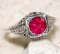 1CT RUBY EDWARDIAN STYLE FILIGREE STERLING RING