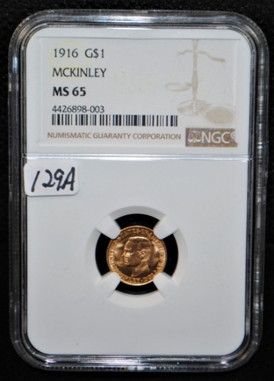 RARE1916 "McKINLY" $1 COMMEMORATIVE GOLD NGC MS65