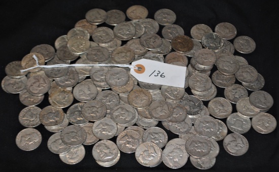 133 MIXED DATE & MINT FRANKLIN HALF DOLLARS