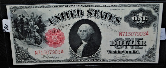 CHOICE AU+ $1 LEGAL TENDER U.S. NOTE SERIES 1917