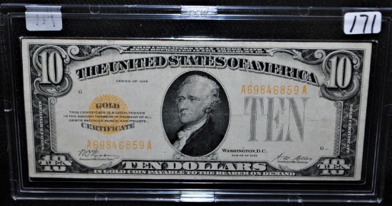 SCARCE $10 GOLD CERTIFICATE -SERIES 1928