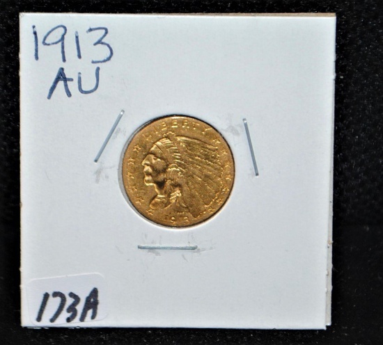 SCARCE 1913 $5 INDIAN HEAD GOLD COIN