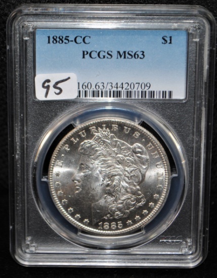 RARE 1885-CC MORGAN DOLLAR - PCGS MS63