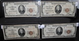 4 DIFFERENT NATIONAL CURRENCY NOTES SERIES 1929