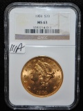 SCARCE 1904 $20 LIBERTY GOLD COIN - NGC MS63