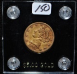SCARCE 1887-S $5 LIBERTY GOLD COIN