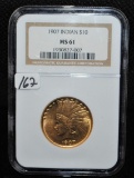 SCARCE 1907 $10 INDIAN HEAD GOLD COIN PCGS MS61