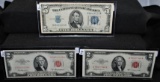 1953A & 1953C $2 FED. NOTES, 1934A $5 SILVER CERT.