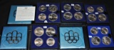 FIVE 1976 XXII OLYMPIC 4 SILVER COMM. COIN SETS