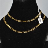 14K YELLOW GOLD SOLID, FLAT FIGARO-LINK CHAIN