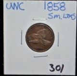 RARE 1858 UNC FLYING EAGLE PENNY SM LETTERS