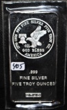 TRI-STATE 5 TROY OZ .999 FINE SILVER BAR