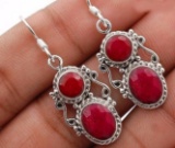 3CT MINED RUBY EARRING SET IN STERLING SILVER