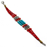 TURQUOISE & RED CORAL BRACELET