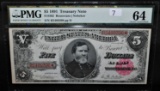 RARE $5 TREASURY NOTE SERIES 1891 - PMG 64CU