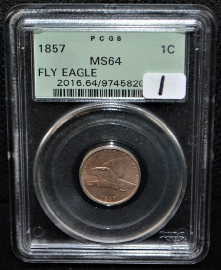 RARE 1857 FLYING EAGLE PENNY - PCGS MS64