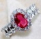 3CT RUBY & WHITE TOPAZ STERLING SILVER RING