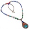 TIBETAN TURQUOISE, RED CORAL & LAPIS NECKLACE