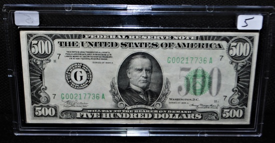 VERY RARE $500 FED. RESERVE NOTE - SERIES 1928