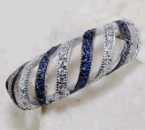 BLUE SAPPHIRE & WHITE TOPAZ STERLING SILVER RING