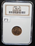 SCARCE 1859 INDIAN HEAD PENNY - NGC MS64