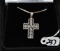 LADIES 18K WHITE GOLD DIAMOND FILIGREE CROSS