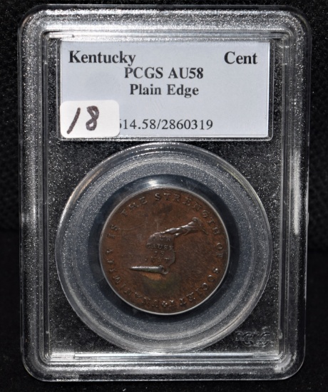 RARE KENTUCKY U.S. COLONIAL CENT PLAIN EDGE PCGS