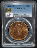 RARE 1890-CC $20 LIBERTY GOLD COIN PCGS AU58