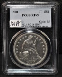 SCARCE 1870 SEATED DOLLAR PCGS XF45