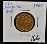 SCARCE 1880 $5 LIBERTY GOLD COIN
