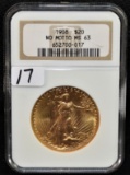 SCARCE 1908 (N/M) $20 SAINT GAUDENS NGC MS63