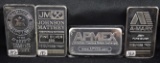 FOUR DIFFERENT10 TROY OZ 999 FINE SILVER BARS