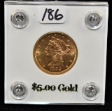 SCARCE 1882-S $5 LIBERTY GOLD COIN