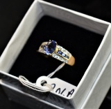 LADIES 1.02CTTW TANZANITE & DIAMOND 14K GOLD RING