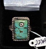 MEN'S TURQUOISE & DIAMOND STERLING RING