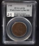 RARE PCGS 1795 WASH GRATE LG BUT RE 1/2 PENNY