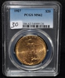 SCARCE 1927 $20 SAINT GUADENS GOLD COIN PCGS MS62