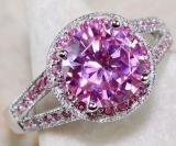 2CT Pink Sapphire 925 Sterling Silver Ring