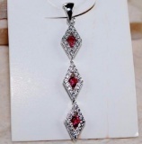 1CT Ruby & White Topaz 925 Sterling Silver Pendant