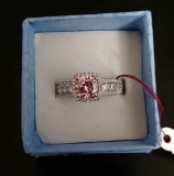 PINK SAPPHIRE & WHITE TOPAZ STERLING RING