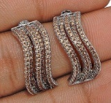 Padarascha & Sapphire 925 Sterling Silver Earrings