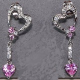 1 CT Pink Sapphire & White Topaz earrings