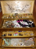 Jewelry Box Filled with Costume Jewelry