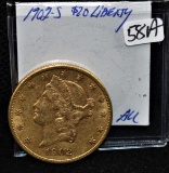 SCARCE 1902-S CHOICE AU+ $20 LIBERTY GOLD COIN