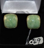 LADIES 14K YELLOW GOLD JADE EARRINGS