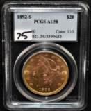 SCARCE 1892-S $20 LIBERTY GOLD  COIN PCGS AU58